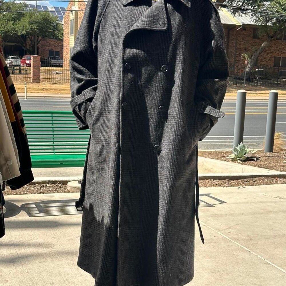 london fog houndstooth wool long trench coat